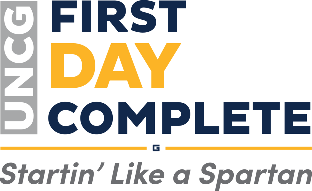 UNCG First Day Complete title graphic.